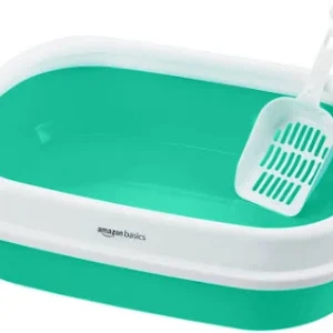 Home cat litter tray with scoop – spacious & easy to clean
